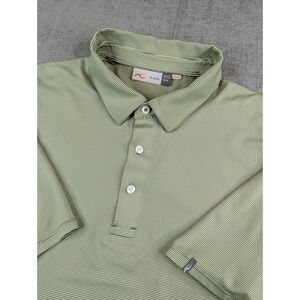 KJUS Polo Shirt Mens XL Green Striped Soren UPF 50+ Comfort Fit Golf Performance